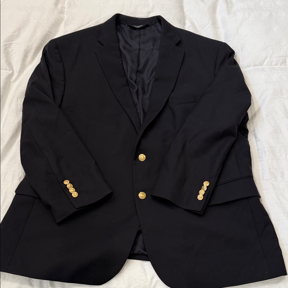 Joseph A Banks Classic navy Blazer with Gold Accents